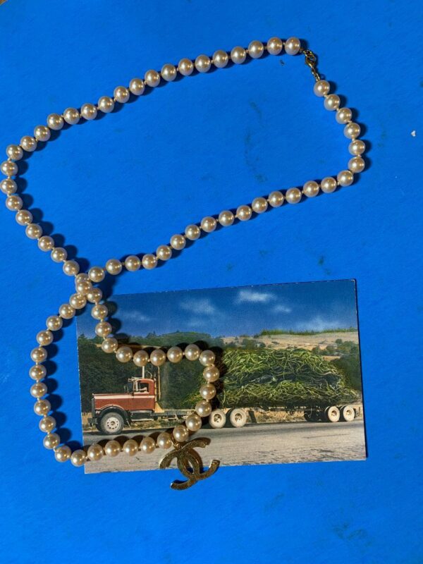 product details: DEADSTOCK LONG PEARL NECKLACE W/ CHANEL CHARM photo