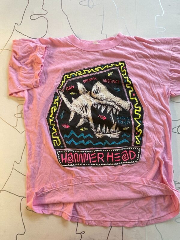 product details: 1980S COTTON BOXY TEE HAMMERHEAD NEON GRAPHIC AS-IS photo