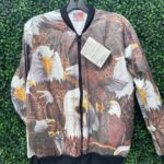 NWT DEADSTOCK ALL OVER EAGLE PRINT ZIP UP PAPER TYVEK BOMBER JACKET