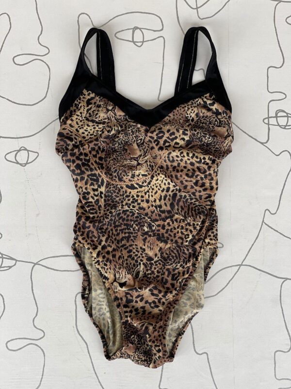 product details: 7-16 ALL OVER LEOPARD PRINT HIGH CUT V-NECK ONE PIECE BATHING SUIT photo