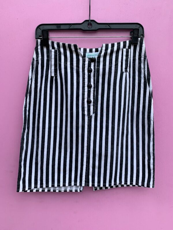 product details: 1990S STRETCHY VERTICAL STRIPED MINI SKIRT W/ BELT LOOPS MADE IN ITALY photo