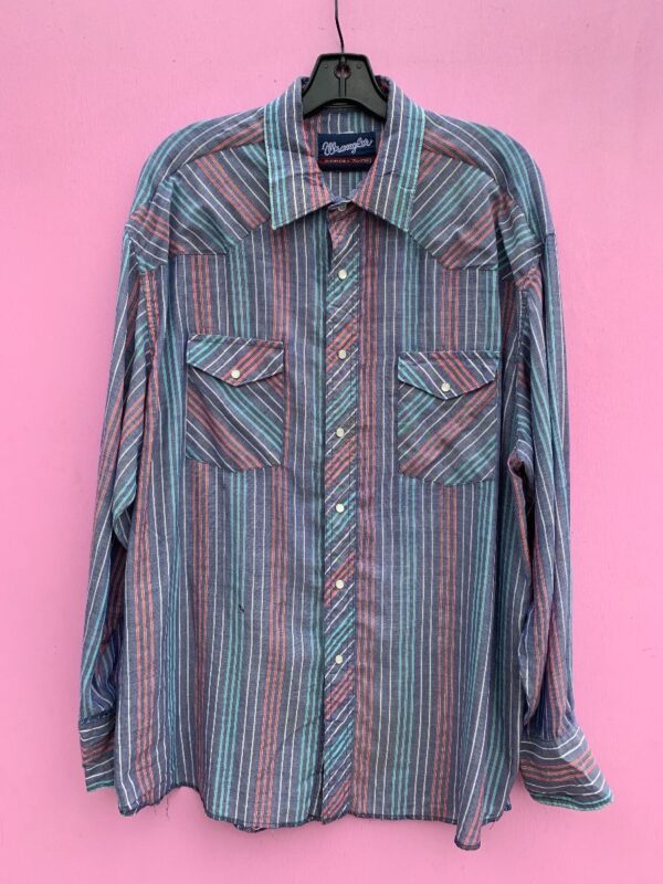 product details: PAPER THIN VERTICAL STRIPED BUTTON UP LONG SLEEVE WESTERN SHIRT AS-IS photo
