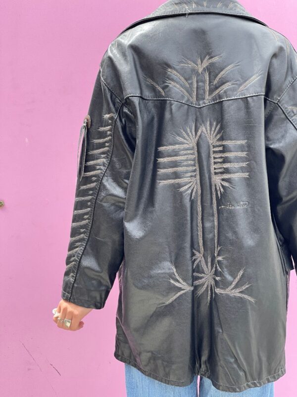 product details: 8-36 RAD LONG CUT GRASS EMBOSSED LEATHER JACKET W/ CONCHO SLEEVES &AMP;AMP; BUFFALO BUTTONS photo