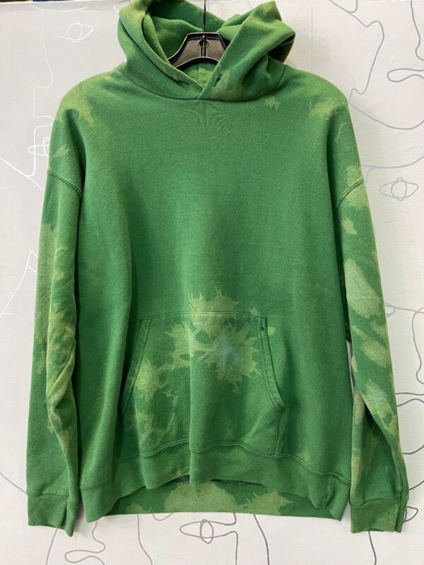 product details: AS IS - TIE DYED BLEACHED SOLID HOODED SWEATSHIRT photo