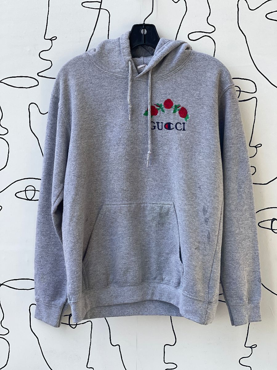 Array af Bred rækkevidde Frastødende As-is Bootleg Gucci Champion Embroidered Rose Hooded Sweatshirt | Boardwalk  Vintage