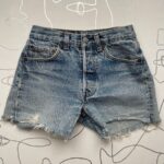 AS IS – DISTRESSED PERFECT LIGHT WASH DENIM CUT OFF SHORTS BUTTON FLY