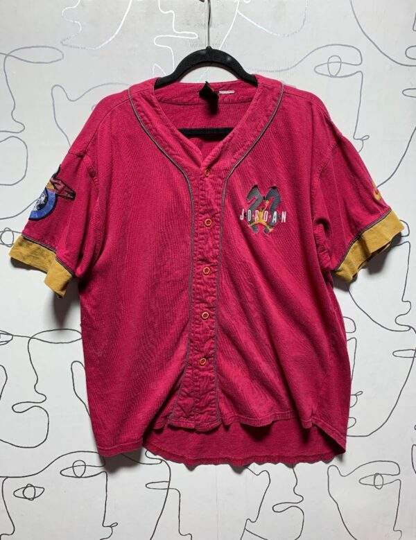 product details: AS IS-NIKE JORDAN AIR BUTTON UP SHORT SLEEVE JERSEY photo
