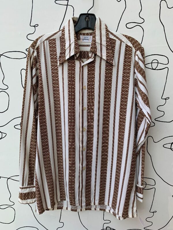 product details: AWESOME COTTON ABSTRACT VERTICAL STRIPED ARROW PATTERN LONG SLEEVE BUTTON UP SHIRT photo
