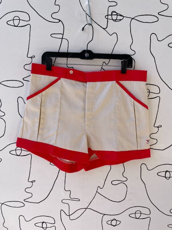 product details: RETRO TWO-TONE CONTRAST TRIM PLEATED SHORTS photo