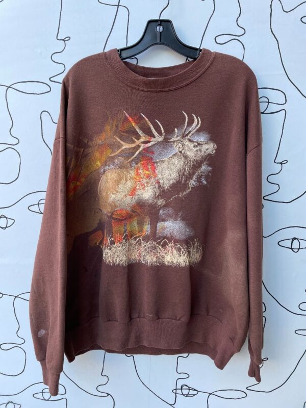 product details: AS IS - LARGE MOOSE GRAPHIC CREW NECK SWEATSHIRT photo