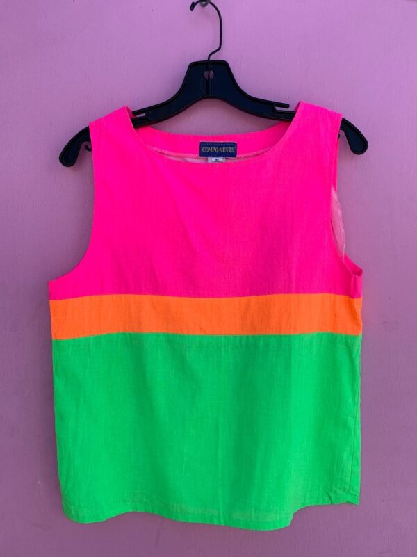 product details: NEON DAYGLOW COLORBLOCK SLEEVELESS TANK TOP BLOUSE photo