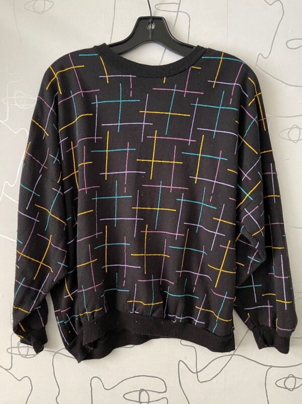product details: RAD 1980S MULTI COLORED ALL OVER GRID LINE PRINT CREW NECK SWEATSHIRT photo