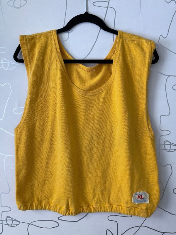 product details: AS IS - RETRO HEAVY COTTON SOLID WIDE FIT CROPPED TANK TOP W/ CINCHED WAIST photo