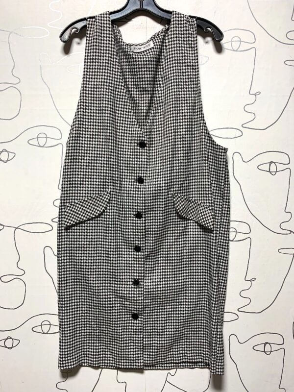 product details: ADORABLE HOUNDSTOOTH PINAFORE APRON STYLE DRESS photo