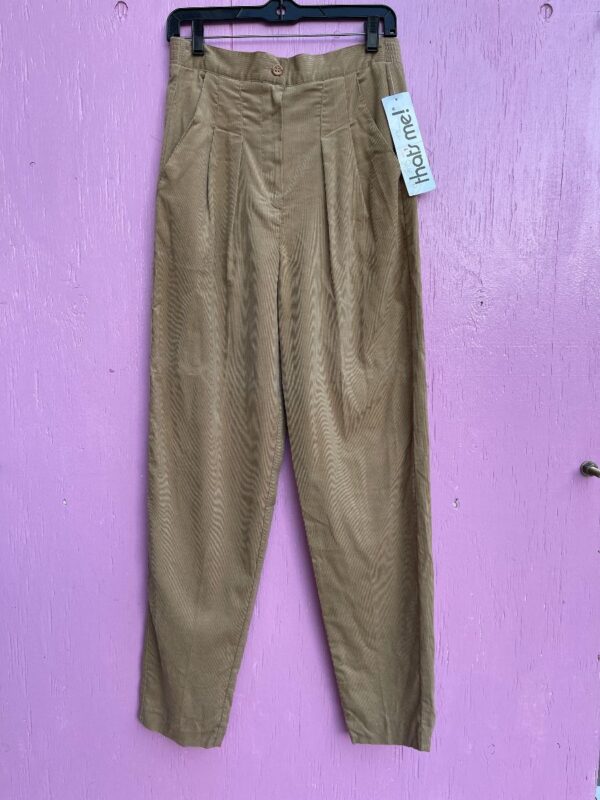product details: 1980S DEADSTOCK TAPERED LEG HIGH WAISTED PLEATED CORDUROY PANTS NOS NWT photo
