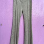 1970S DEADSTOCK WESTERN FRONT PLEAT FLECKED KNIT FLARE LEG STRETCH TROUSERS ELASTIC WASIT