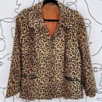 AS IS – ALL OVER LEOPARD PRINT COLLARED BUTTON UP JACKET W/ SATIN LINING