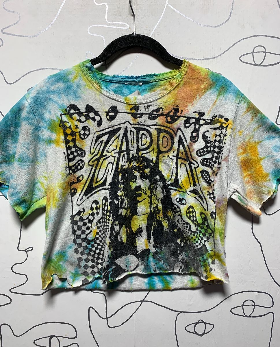 cut up tie dye tshrt frank zappa print small fit boardwalk vintage