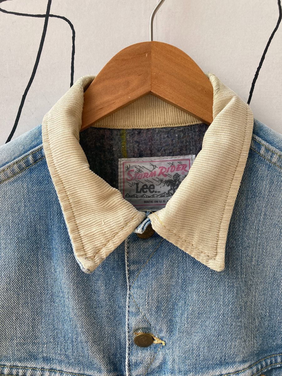 Light Wash Denim Flannel Lined Jacket Cream Corduroy Collar | Boardwalk ...