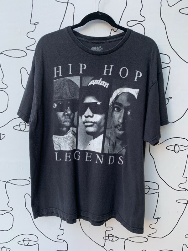 product details: TSHIRT HIP HOP LEGENDS BLACK & WHITE GRAPHIC TUPAC BIGGIE EAZY-E photo