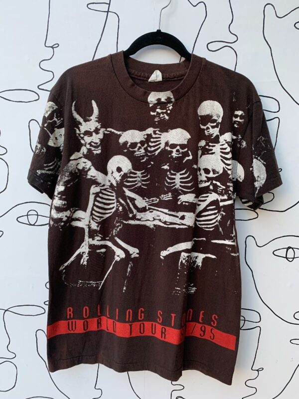 product details: TSHIRT BOOTLEG 1994 ROLLING STONES VOODOO LOUNGE TOUR ALLOVER SKELETON PRINT GRAPHIC photo