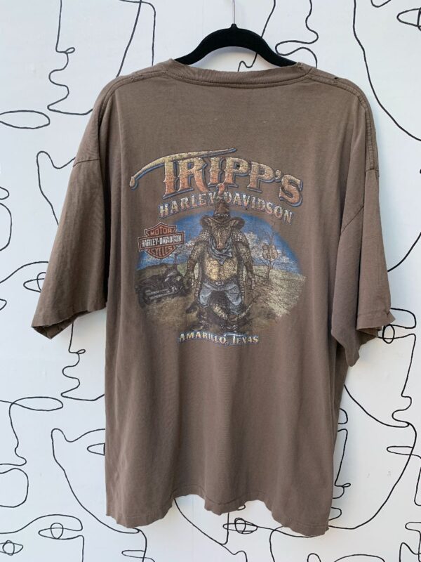 product details: FULLY DISTRESSED & FADED TSHIRT HARLEY DAVIDSON TRIPPS AMARILLO TX ARMADILLO GRAPHIC photo