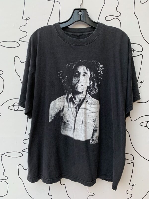 product details: TSHIRT BOB MARLEY BLACK AND WHITE GRAPHIC photo