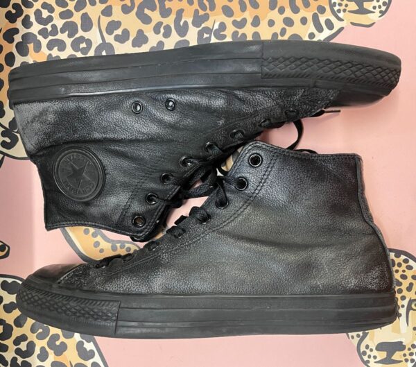 product details: ALL LEATHER HIGH TOP CHUCK TAYLOR LACE UP CONVERSE SNEAKERS photo