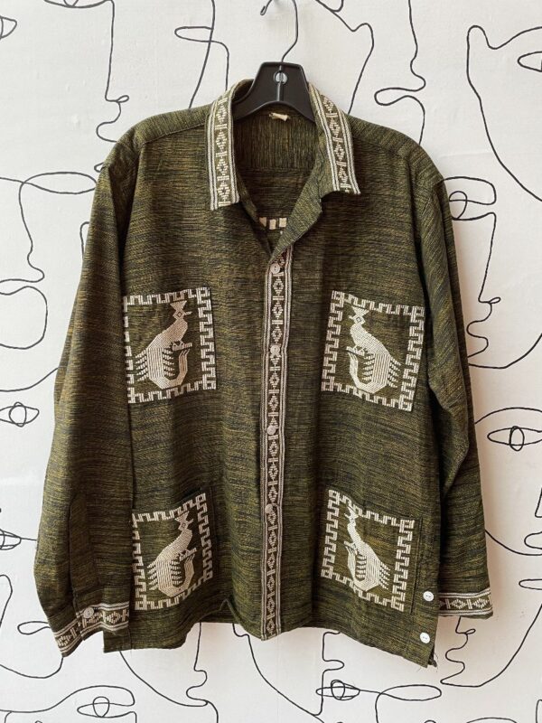 product details: 1960S CENTRAL AMERICAN TEXTILE EMBROIDERED MULTI POCKET AS-ISLONG SLEEVE BUTTON UP SHIRT photo