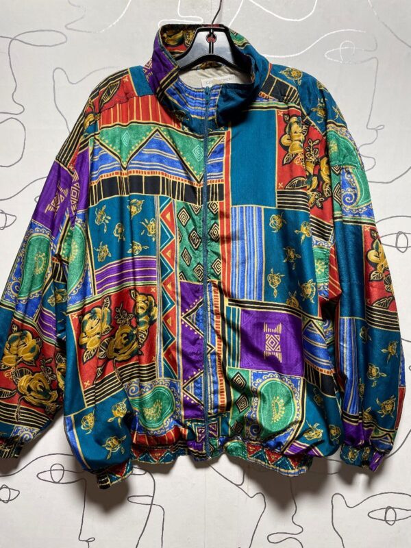 product details: 1980S-90S PATCHWORK PRINT WINDBREAKER AS-IS photo