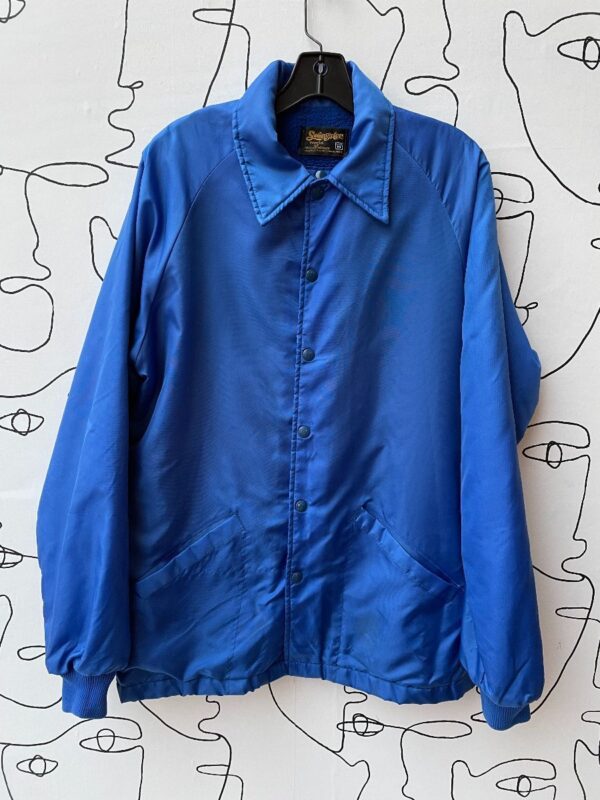product details: RETRO 1970S SOLID NYLON SNAP BUTTON UP WINDBREAKER W FLEECE LINING photo