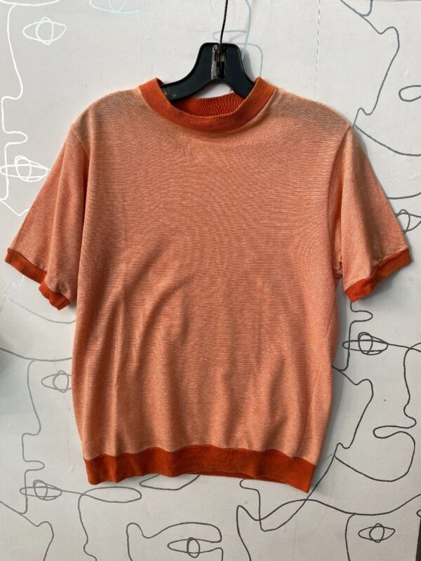product details: RETRO 1960S-70S THIN WOVEN KNIT CREW NECK RINGER T-SHIRT photo