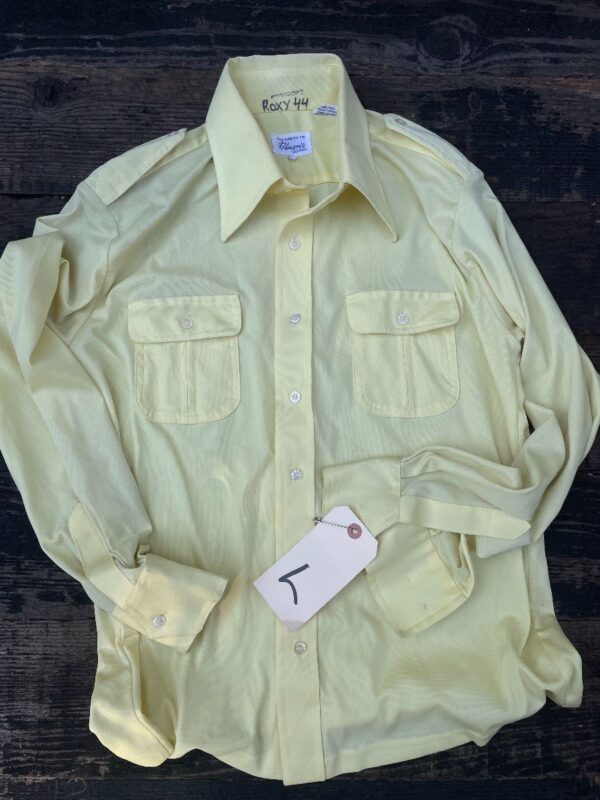 product details: VINTAGE 1970S CANARY YELLOW POLYESTER BUTTON UP SHIRT photo