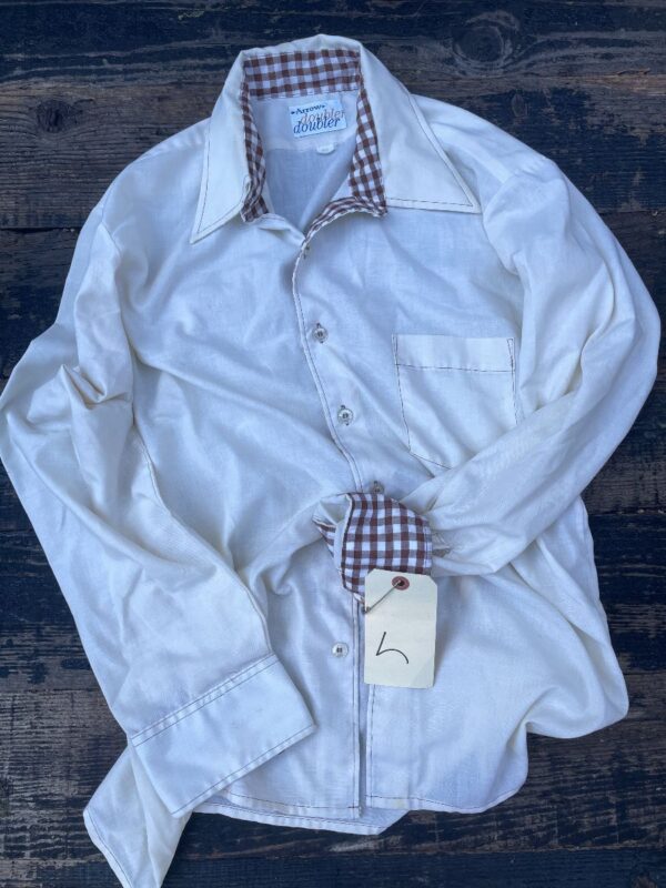 product details: 1970S WESTERN STYLE SHIRT WITH GINGHAM CUFFS & COLLAR photo