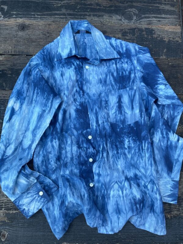 product details: AMAZING & RARE 1970S POLYESTER TIE DYED LONG SLEEVE BUTTON UP SHIRT photo
