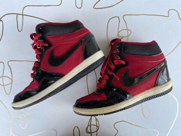 product details: NIKE AIR FORCE DUNK SKY HIGH PATENT LEATHER WEDGE SNEAKERS photo