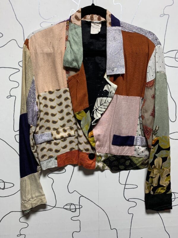 product details: PATCHWORK CROPPED BLAZER W/ INNER LINING photo