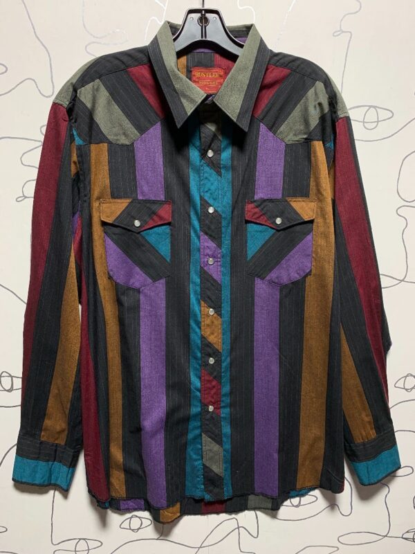 product details: STRIPED COLORBLOCK WESTERN SHIRT W/ SNAP BUTTONS photo