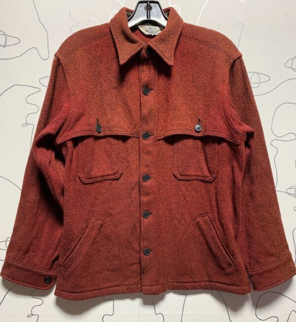 product details: DARK RED THICK BLEND FLANNEL LONG SLEEVE SHIRT WITH SIDE HAND POCKETS photo