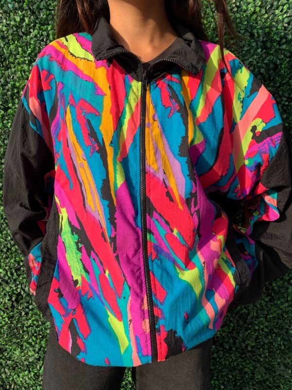 product details: DAYGLOW NEON ABSTRACT PRINT WINDBREAKER photo