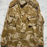 MILITARY JACKET BUTTON UP SAND CAMO PRINT WITH BRITISH FLAG PATCH