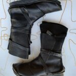 LEATHER LACELESS MULTI STRAPPED ASYMMETRICAL DESIGNED BOOTS