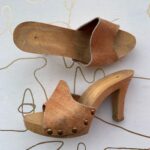 RETRO GROMMETED LEATHER CHUNKY FAUX WOOD HEELS
