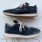 RAD VELOUR NAVY BLUE TRAINERS MADE IN THE UK *AS-IS
