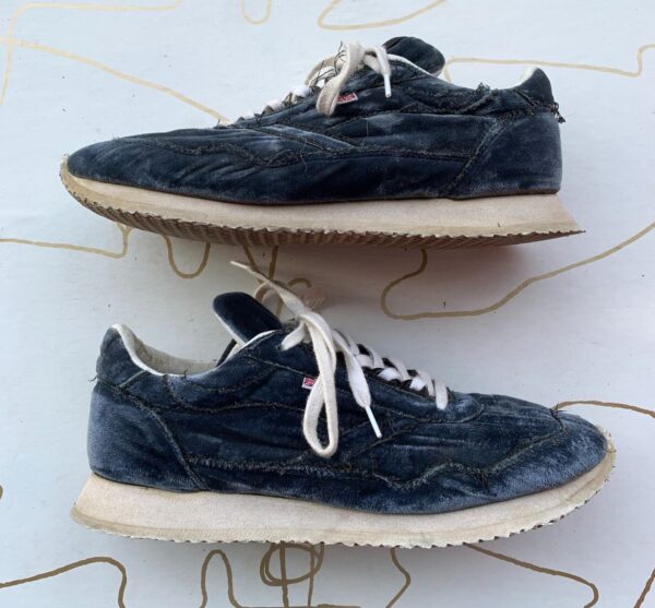 product details: RAD VELOUR NAVY BLUE TRAINERS MADE IN THE UK *AS-IS photo