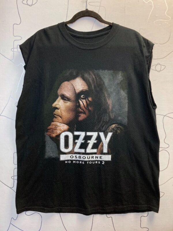 product details: AS IS OZZY NO MORE TOURS RIPPED SLEEVE MUSCLE TEE TANK photo