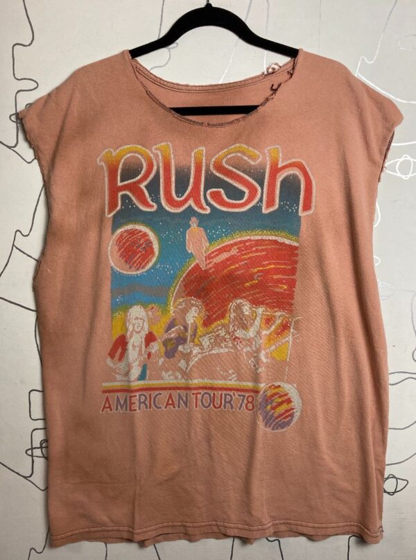 product details: AS IS RUSH 1978 AMERICAN TOUR REPRINT DISTRESSED MUSCLE TEE TANK photo