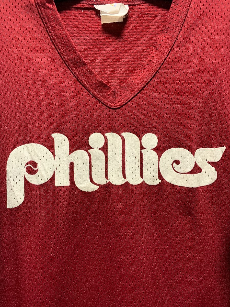Philadelphia Phillies Vintage Jersey Size 44 Authentic MLB BP Blank Mesh  Vtg