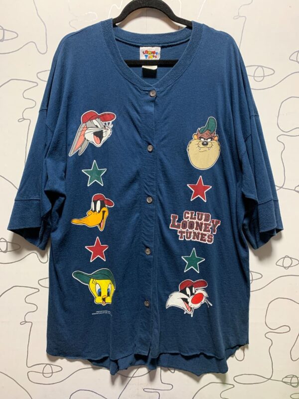 product details: 1990S CLUB LOONEY TUNES COTTON BUTTON UP BASEBALL JERSEY photo