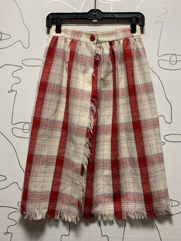 product details: PLAID WRAP SKIRT WITH FRAYED EDGES photo